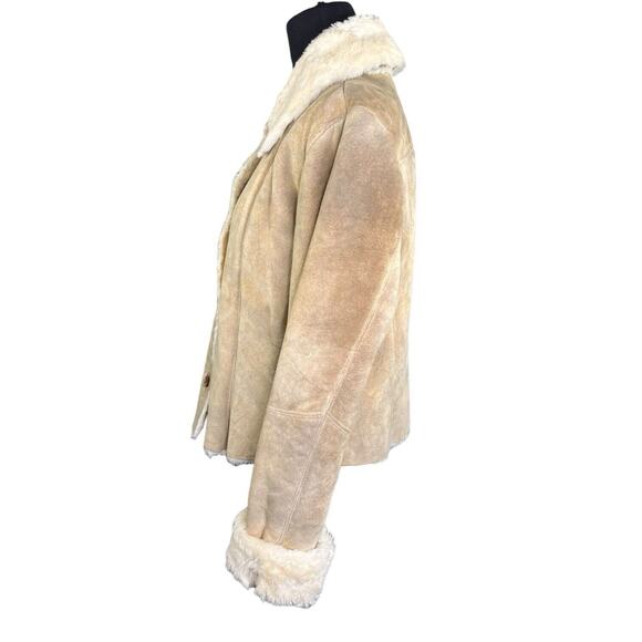 XOXO DIstressed Suede Jacket With Sherpa Lining Women’s Size XL Penny Lane Vibes - Picture 10 of 16